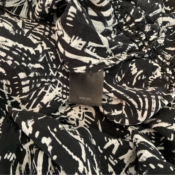 Semantiks Black & Cream 100% Silk Peplum 3/4 Sleeve Women’s XS Blouse - Picture 7 of 7